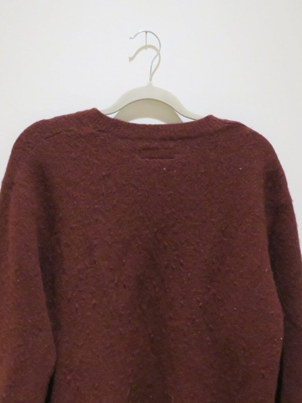 ALL SAINTS Hawk Crew Sweater Wool Yak Blend Burgundy Men's Medium Minimalist - Picture 11 of 12